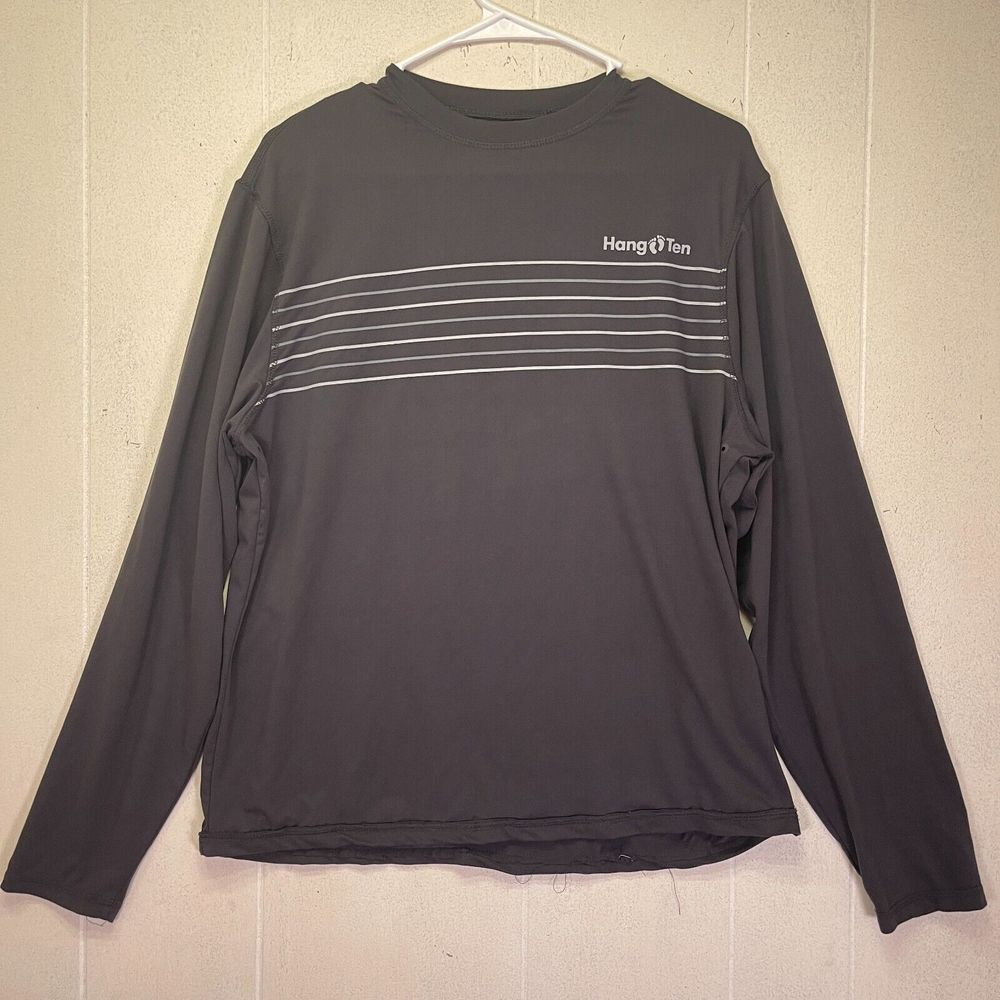 Hang Ten Sun Tee Shirt Men Medium Gray UPF 50+ Athleisure Summer Beach Wicking